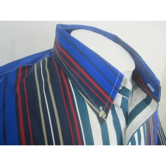 Loafers Reed St James vintage Men shirt short sleeve pit to pit 26 striped 1990s - Picture 6 of 7